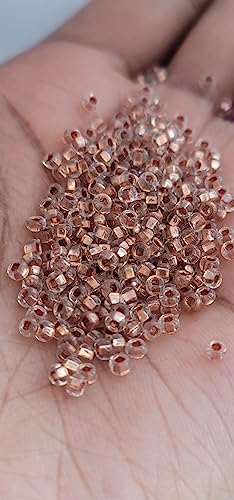 Transparent Gold Lined Loc sprinkle Hair Beads, Crystal Clear DreaLock Hair Accessories (Rose Gold Sprinkles)