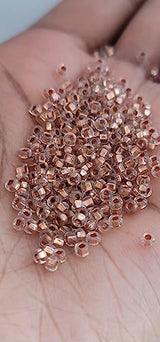 Transparent Gold Lined Loc sprinkle Hair Beads, Crystal Clear DreaLock Hair Accessories (Rose Gold Sprinkles)