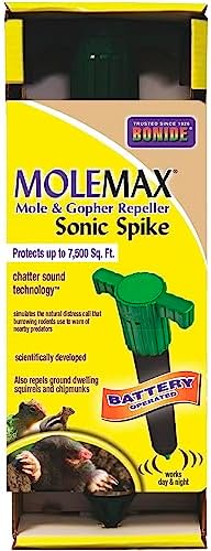 Bonide Molemax Animal Repellent Stake For Gophers and Moles, Battery Operated, Humane Repellent