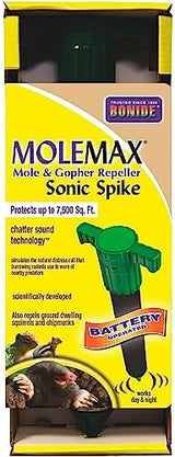 Bonide Molemax Animal Repellent Stake For Gophers and Moles, Battery Operated, Humane Repellent