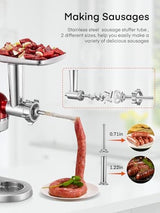 Stainless Steel Meat Grinder Attachment for KitchenAid Stand Mixer, Meat Grinder for Kitchen Aid Included 4 Grinding Plates, 2 Sausage Stuffer Tubes, 2 Grinding Blades, Food Meat Processor Accessories