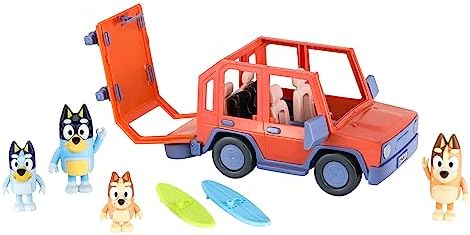 Bluey Heeler Family 4WD Vehicle and 4 Figure Pack, 2.5-3 Inch Figures, 2 Surfboards Accessories and Stickers | Amazon Exclusive