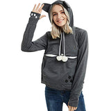 Womens Pouch Hoodie Big Kangaroo Little Pet Dog Cat Carrier Sweatshirts (Dark Grey,XXXL)