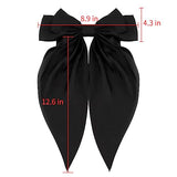 Hair Bow Clip, 2 Pcs Silky Satin Hair Bows for Women Hair Ribbons Oversized Long Tail Black Hair Bow and Red Hair Bow Hair Barrettes, Metal Clips Bowknot Hair Accessories, Christmas Gifts