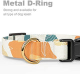 Rnivvi Dog Collar for Large Dogs, Cute Heavy Duty Adjustable Puppy Collar with Quick Release Buckle for Boy Girl & Female, Pet Accessories for Walking Running, L Length 1" Width, Abstract Leaves