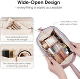 Narwey Large Makeup Bag Women Wide-open Make up Bag Travel Cosmetic Bag Organizer Toiletry Bag for Cosmetics Toiletries Accessories (Dusty Rose)