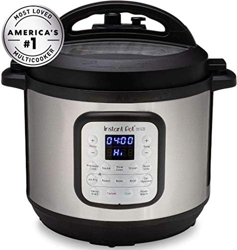 Instant Pot Duo Crisp 11-in-1 Air Fryer and Electric Pressure Cooker Combo with Multicooker Lids that Fries, Steams, Slow Cooks, Dehydrates,Free App With Over 800 Recipes, Black/Stainless Steel, 8QT