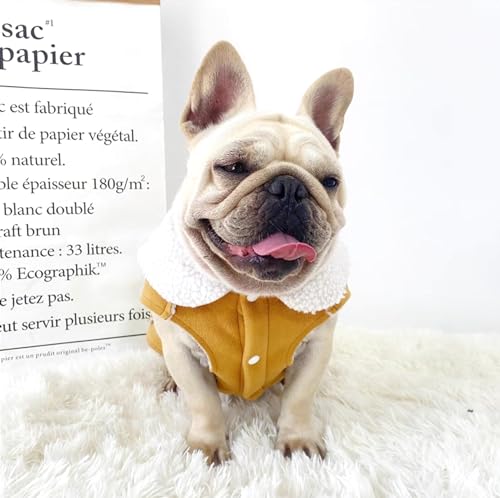 CHEERTAILS French Bulldog Clothes Frenchie Clothes, Snaps Closure Dog Winter Coat Jacket for Small Medium Dogs, Fleece Warm Dog Sweaters for Small Dogs Boy Girl,Beige,XL