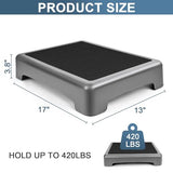 One Step Stool, Arjiekwei Heavy Duty Outdoor/Indoor Non-Slip Plastic Platform for Adults Elderly, Portable Low Safety Steps Stool for Medical, High Bed, Car, Cato Board, Stair, Bathroom(Gray-Black)