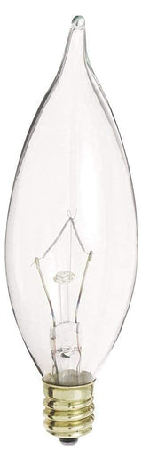 KOR (Pack of 12) 25-Watt Clear Candelabra Base (E12) Flame Tip 120V Decorative Dimmable 25W Chandelier Lights Bulbs