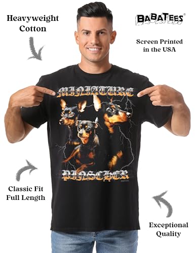 Alpha Dog Lovers Graphic Tee - Funny Dog Dad & Mom Designs, Heavy Metal Graphics (US, 3X-Large, Regular, Mini Pinscher C2)