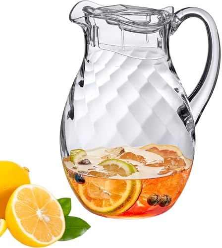 Amazing Abby - Bubbly Whirly - Plastic Pitcher (64 oz, 2 Quart), Clear Water Pitcher with Lid, Fridge Jug, BPA-Free, Shatter-Proof, Great for Iced Tea, Sangria, Lemonade, Juice, Milk, and More