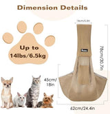 Pawaboo Dog Sling Carrier for Small Dogs, Ultra-Breathable Dog Carrier Sling Up to 14lbs, Hand-Free Widened Strap Dog Purse for Cat & Puppy, Dog Pouch Carrier Built-in Safety Leash, Khaki