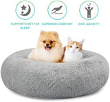 SAVFOX Plush Calming Dog Beds, Donut Dog Bed for Small Dogs, Medium, Large & X-Large, Comfy Cuddler Dog Bed and Cat Bed in Faux Fur, Washable Dog Bed, Multiple Sizes S-XXL