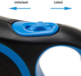 PINA Retractable Dog Leash, 10ft Dog Leash for Small Dogs Up to 33lbs, 360° Tangle-Free Strong Reflective Nylon Tape, with Anti-Slip Handle, One-Handed Brake, Lock - Black Blue