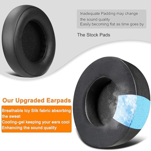 SOULWIT Cooling Gel Ear Pads Replacement for Corsair Virtuoso RGB Wireless XT SE Gaming Headset, Earpads Cushions with High-Density Noise Isolation Foam, Added Thickness - Black