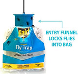 Raid Disposable Fly Trap 6-Pack, Hanging Fly Trap Outdoor Home, Bug Catcher and Flying Insect Trap with Premium Bait, Fly Traps for Backyard, Camping, & More