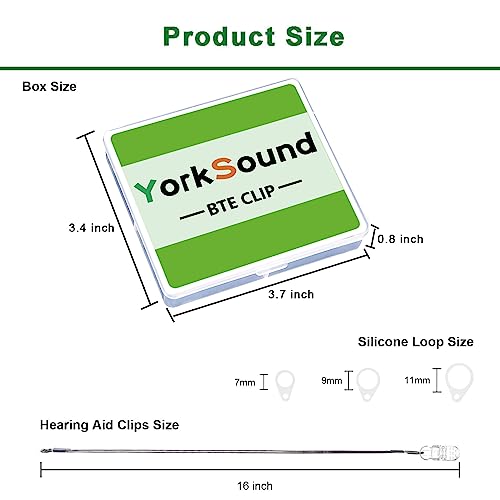 YorkSound Set of 4 Hearing Aid Clips, Adjustable Hearing Aid Lanyard Anti-Lost BTE Clip String with 12 Pairs Silicone Loops, Hearing Protection Accessories for Adults & Kids, Binaural, 4 Colors