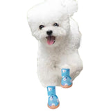 Paipeper Dog Shoes for Small Dogs,Breathable Dog Boots,Pet Paw Protector for Hot Pavement and Winter Snow,Outdoor Walking and Indoor Hardfloors(Blue White-Size 4)