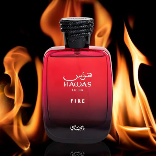 RASASI Hawas Fire Eau De Parfum Men Spray 100ML(3.4 Oz) - Bold Arabian Perfume For Men With A Fiery Essence - Indulge In A Luxurious, Long Lasting Perfume That Captures Masculine Elegance And Strength