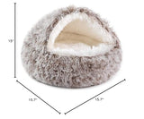 NOYAL Round Hooded Donut Dog Bed for Small & Medium Pets - Plush Fluffy Anti-Anxiety Cat Cave Bed with Cover