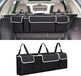Car Trunk Organizer and Storage, Backseat Hanging Organizer for SUV, Truck, MPV, Waterproof, Collapsible Cargo Storage Bag with 4 Pockets, Car Interior Accessories for Men and Women (Black)