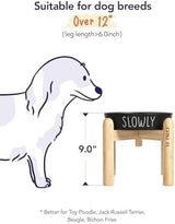 Ceramic Slow Feeder Dog Bowls Elevated, 3 Cups Raised Dog Bowl with Wooden Stand for Medium Large Breed, Dog Dishes to Slow Down Eating, Puzzle Dog Food Bowl,Black