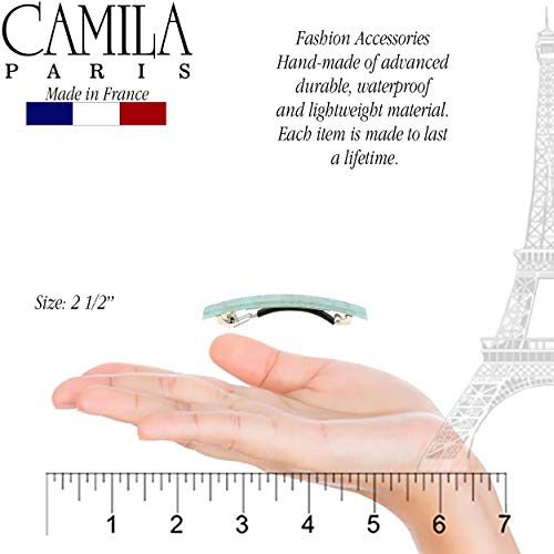 Camila Paris CP3072 French Hair Barrette Clip for Girls, Set of 2 Mint Rubberized Metal Clasp Strong Hold Grip Hair Clips for Women, No Slip Durable Styling Girls Hair Accessories, Made in France