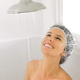 Auban 100PCS Disposable Shower Caps Individual Packing, Plastic Clear Hair Cap Large Thick Waterproof Bath Caps for Women, Hotel Travel Essentials Accessories Deep Conditioning(19.3")