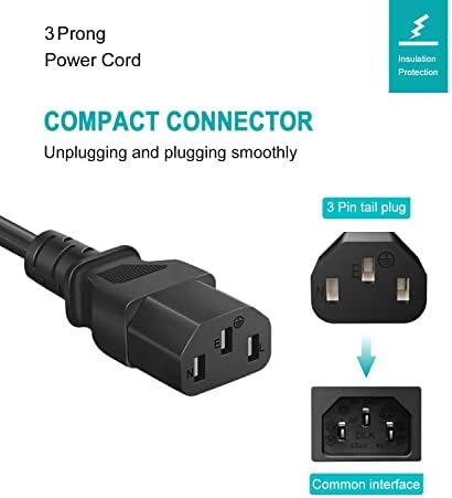 3D Printer Power Cord for Creality Ender/CR/Sermoon Series,18AWG Universal Replacement 3 Prong AC Power Cable,6 Ft(1.8 Meters)