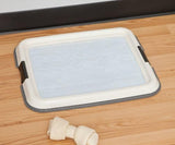 IRIS USA Pee Pad Holder, Small Puppy Pad Holder, Secured Latches, Non-Skid Rubber Feet, High Polish Finish for Easy Cleaning, Leak Protection Indoor Potty Tray, Fits 14"x17" Pad or Larger, Dark Gray