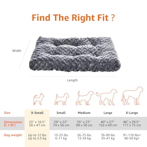 Amazon Basics Washable Cat and Dog Bed and Crate Pad, Indoor, Easy to Clean, 23" x 18" x 2.5", Gray