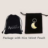 Anavia Starry Sky Theme Pet ID Tags in Half Moon & Star Shape, Personalized Dog Name Tag Cat Tag, Glossy Stainless Steel Gold Plated Black Rainbow Dog Collar Tag (Large, Moon Shape, Rainbow)