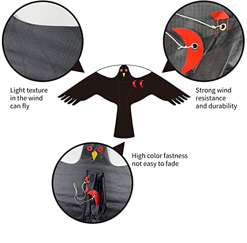 Flerigh Bird Hawk Flying Kite with Pole Crops Farm Protector Bird Scarer Flying Style C Kite Without Pole