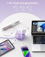 NTONPOWER Purple Extension Cord with 3 AC Outlet 4 USB(2 USB C), Purple Power Strip 4FT Flat Extension Cord, Compact for Purple Desk Accessories,Home