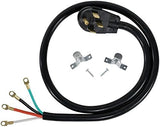 Certified Appliance Accessories 40-Amp Appliance Power Cord, 4 Prong Range Cord, 4 Wires with Eyelet Connectors, 4 Feet, Copper Wire