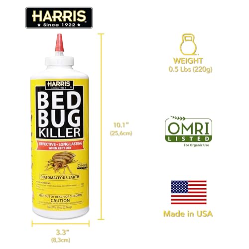 Harris HDE-8 Bed Bug Powder Diatomaceous Earth, 8oz, Yellow