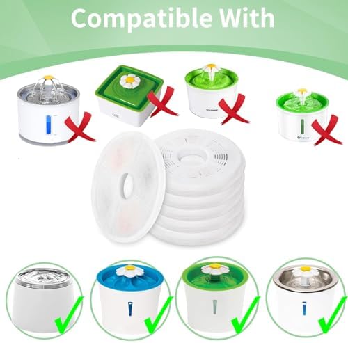 16 Pack Cat Water Fountain Replacement Filters Fit for 3L Flower Water Dispenser Automatic Pet Dog Cat Fountain Filter