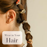 Hair Ties No Damage - Galentines Gifts and Updo Hair Accessories - Decorative Ponytail Elastics - Vanity Stretch Bracelet Jewelry for Women - Boutique Fashion Stacks in Beads (BARE) Set of 5