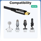 AGVEE 2 Pack 6.6ft USB Cable for Blue Yeti Microphones & Blue Snowball iCE Mic, Replacement Power Cord for Blue Yeti USB Microphone Blackout Edition & HyperX Quadcast, Black