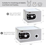 Cat Bed for Indoor Cats Cube House, Covered Cat Cave Beds & Furniture with Scratch Pad and Hideaway Tent, Cute Modern Cat Condo for Multi Small Pet Large Kitten Kitty, Khaki