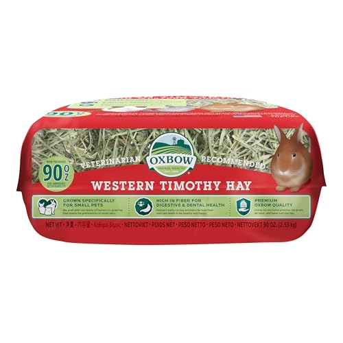 Oxbow Western Timothy Hay, Guinea Pig Hay, Small Pet Bunny Supplies, All Natural Grass for Guinea Pig, Bunny, Chinchilla & Hamster, Oxbow Rabbit Supplies for Bunnies, 90 oz. bag