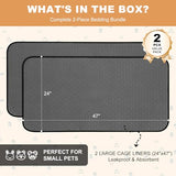 2 Pack Guinea Pig Cage Liners, Washable Guinea Pig Pee Pads Waterproof Reusable & Anti Slip Guinea Pig Bedding Fast and Super Absorbent Pee Pad Tarp Bottom for Small Animals (Dark Grey 24" X 47")