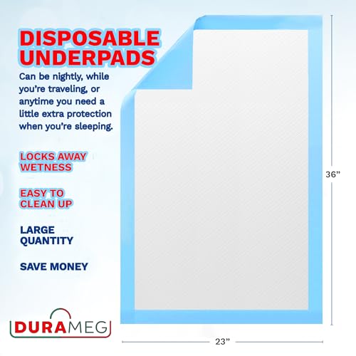 Chucks Pads Disposable Underpads 23x36 | [50 Pack] Incontinence Chux Pads Absorbent 3g SAP Fluff Protective Bed & Pee Pads for Babies, Kids, Adults & Elderly | Puppy Pads Large for Training Leak Proof