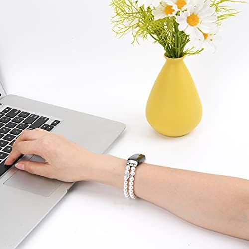 Wongeto Compatible with Fitbit Luxe Bands,Fashion Handmade Elastic Stretch Pearl Bracelet Women Replacement Strap for Fitbit Luxe accssorises