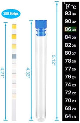 8 in 1 Aquarium Test Kit Fish Tank Test Strips Accurate Water Quality Testing Strips for Ammonia PH Total Alkalinity Carbonate Hardness Free Chlorine Nitrate Nitrite Temperature (150 Strips)