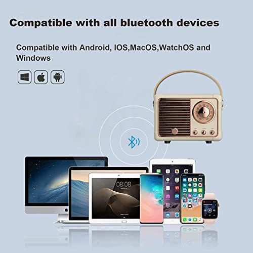 Dosmix Retro Bluetooth Speaker, Vintage Decor, Portable Wireless Bluetooth Speaker, Cute Old Fashion Style for Kitchen Desk Bedroom Office Outdoor Accessories for iPhone Android (Yellow)