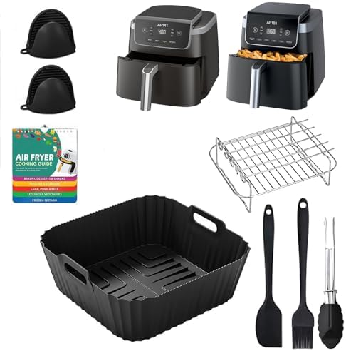 7pcs Air Fryer Accessories for Ninja Air Fryer Pro XL 6-in-1 - AF181 &AF141 6.5 QT Air Fryer, with brushes Clip Spatulas Baking trays Baking Needles Hand Clips,Recipes