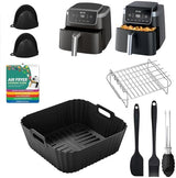 7pcs Air Fryer Accessories for Ninja Air Fryer Pro XL 6-in-1 - AF181 &AF141 6.5 QT Air Fryer, with brushes Clip Spatulas Baking trays Baking Needles Hand Clips,Recipes