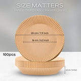 Air fryer filters, Ninja foodi accessories, Round Liners for Baking Roasting Microwave, Compatible with Corsori, Ninja, Cuisinart Air Fryer and More (100Pcs-6.3 inch)